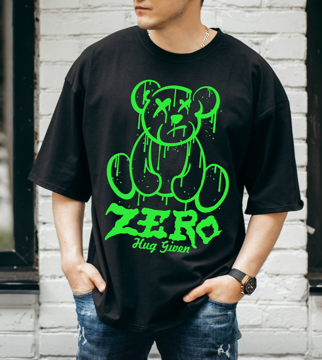 Zero Hugs Given : Streetwear Unisex Oversized Half Sleeved T-shirt