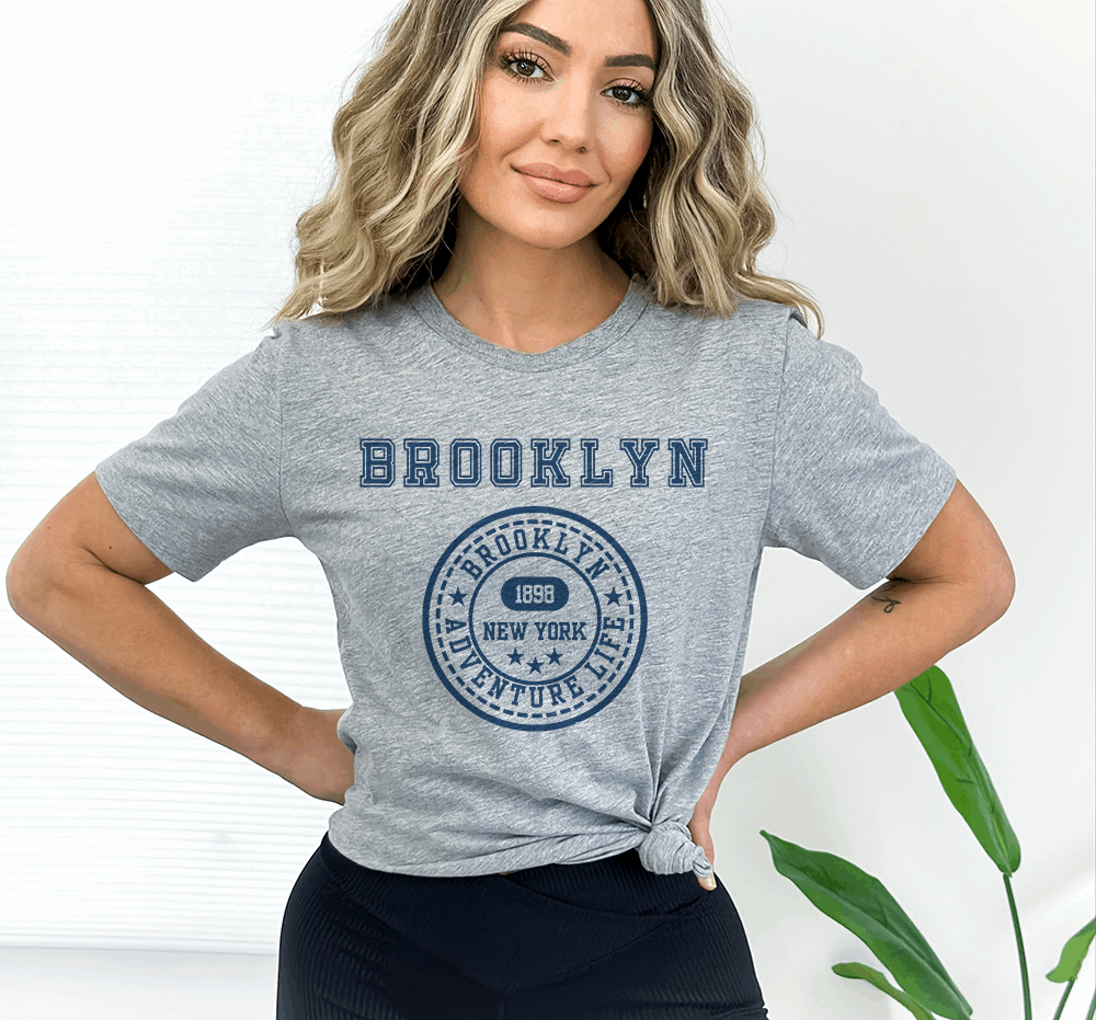 BROOKLYN : Women Grey Regular Fit Half Sleeved T-shirt