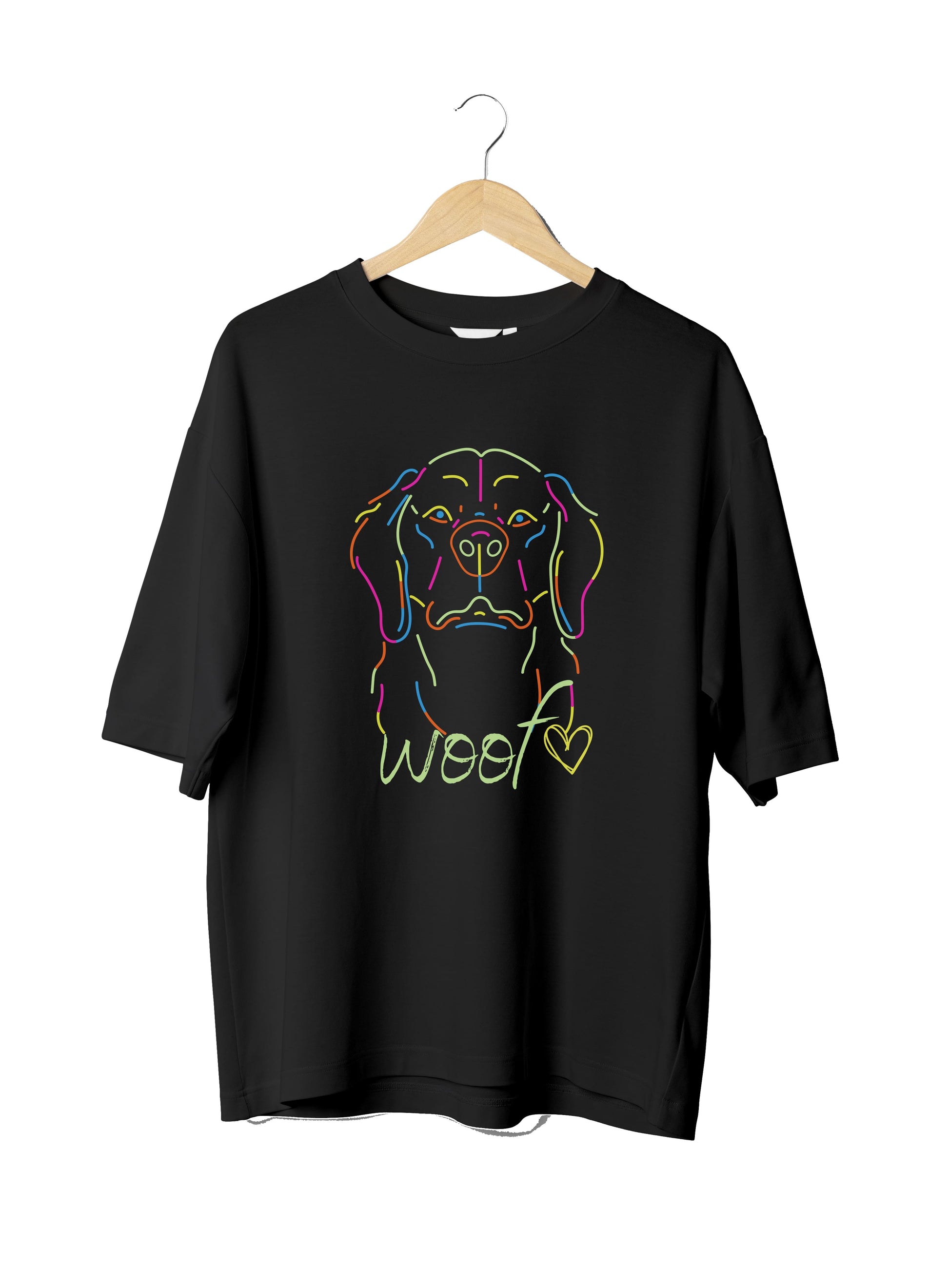 Dog Lover : Unisex Black Oversized Half Sleeved T-shirt