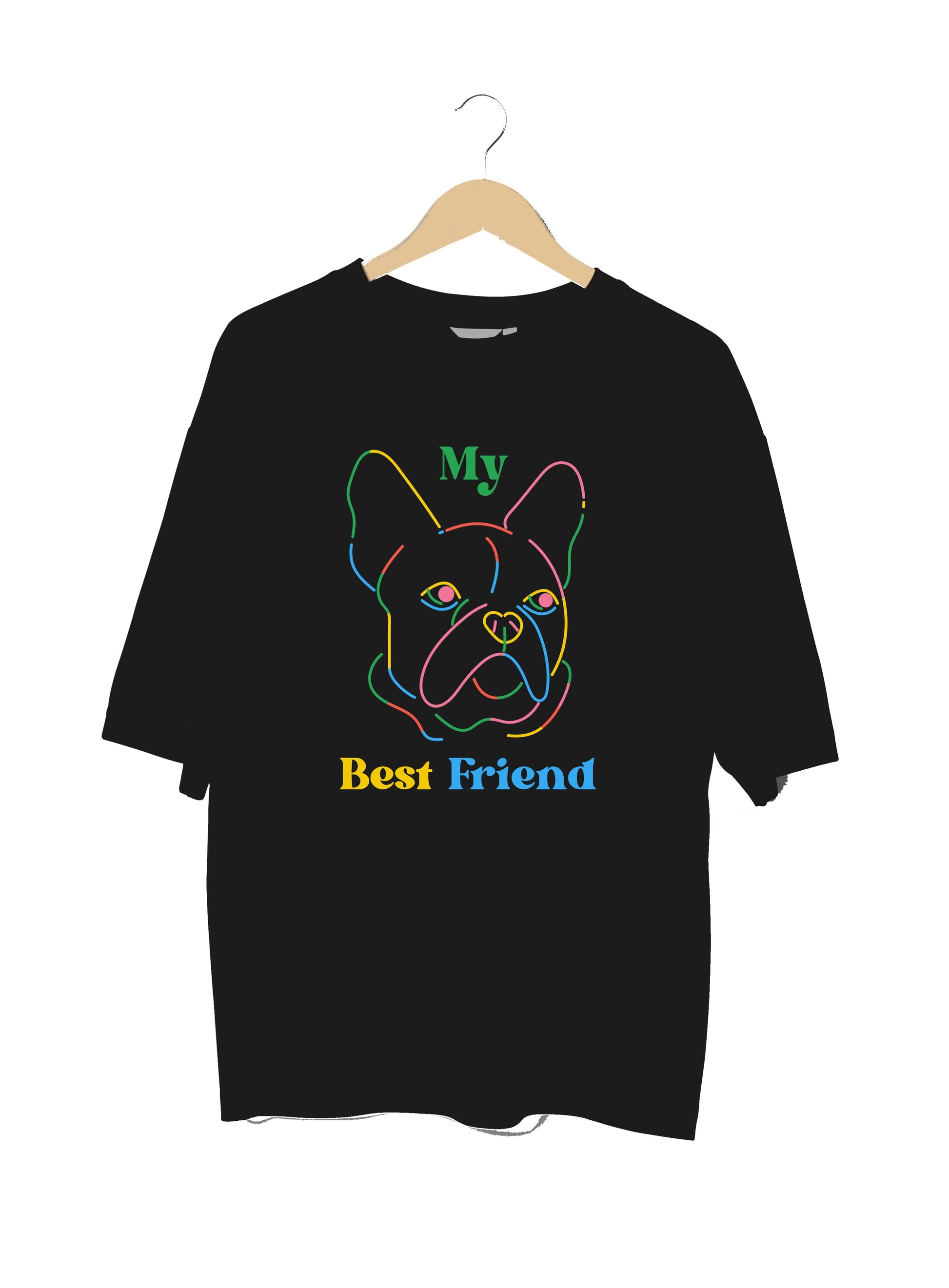 Dog Lover : Unisex Black Oversized Half Sleeved T-shirt