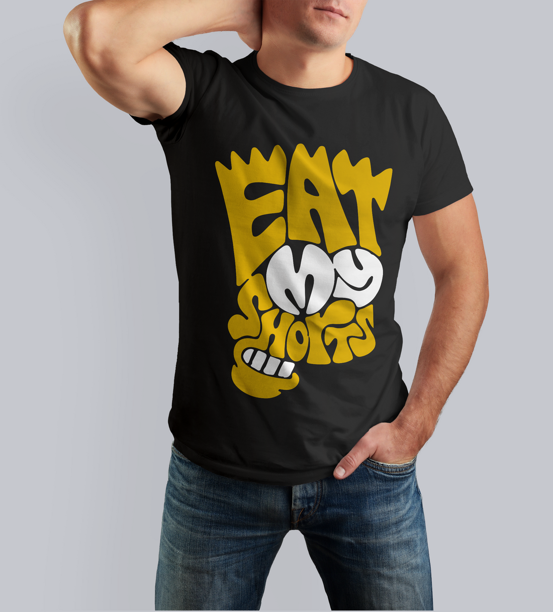 The Simpsons - Eat My Shorts : Men Black Regular Fit Half Sleeved T-shirt