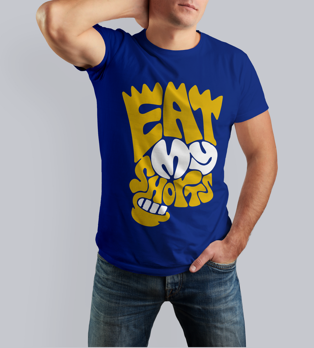 The Simpsons - Eat My Shorts : Men Royal Blue Regular Fit Half Sleeved T-shirt