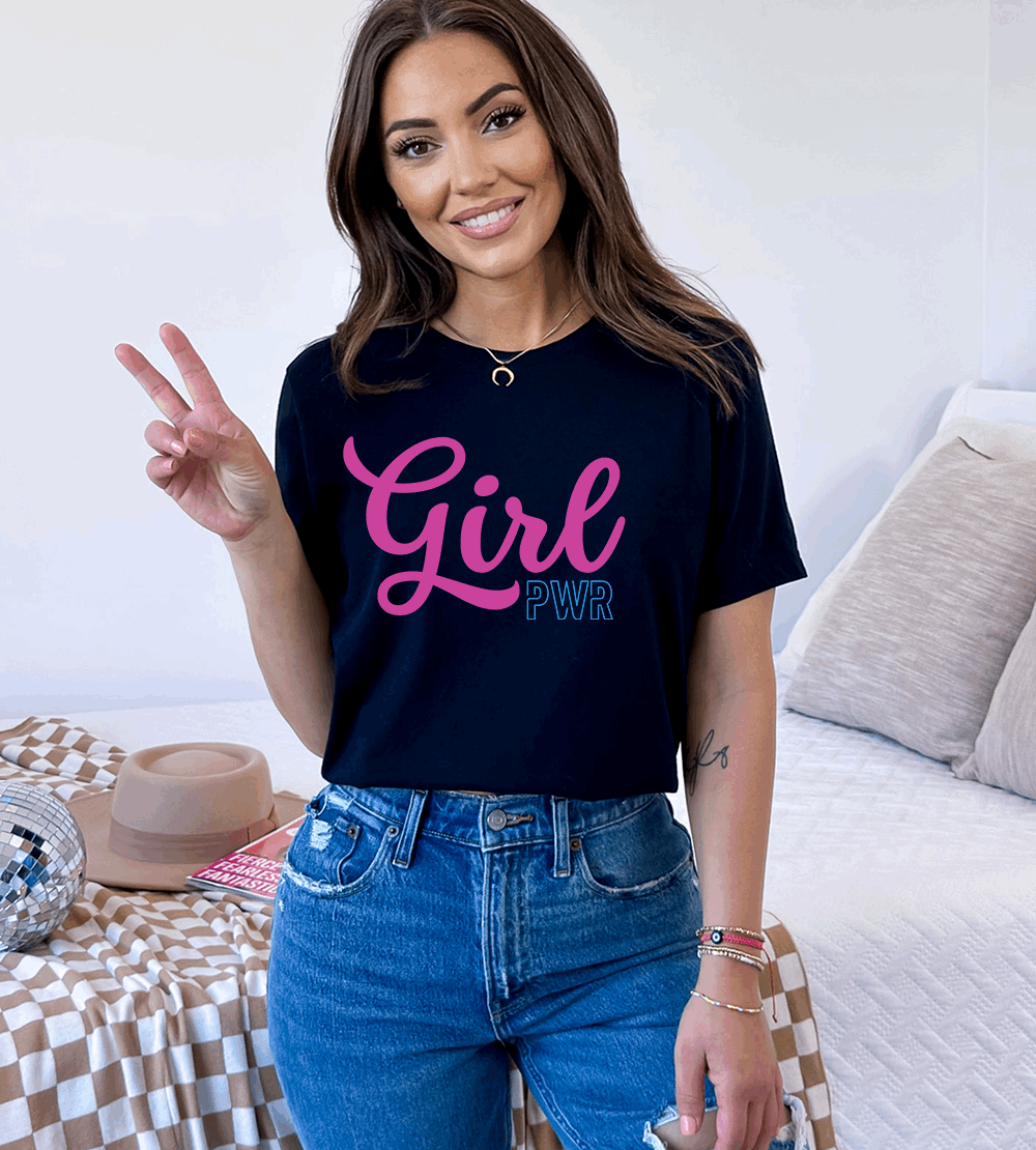 Girl Power : Women Black Regular Fit Half Sleeved T-shirt