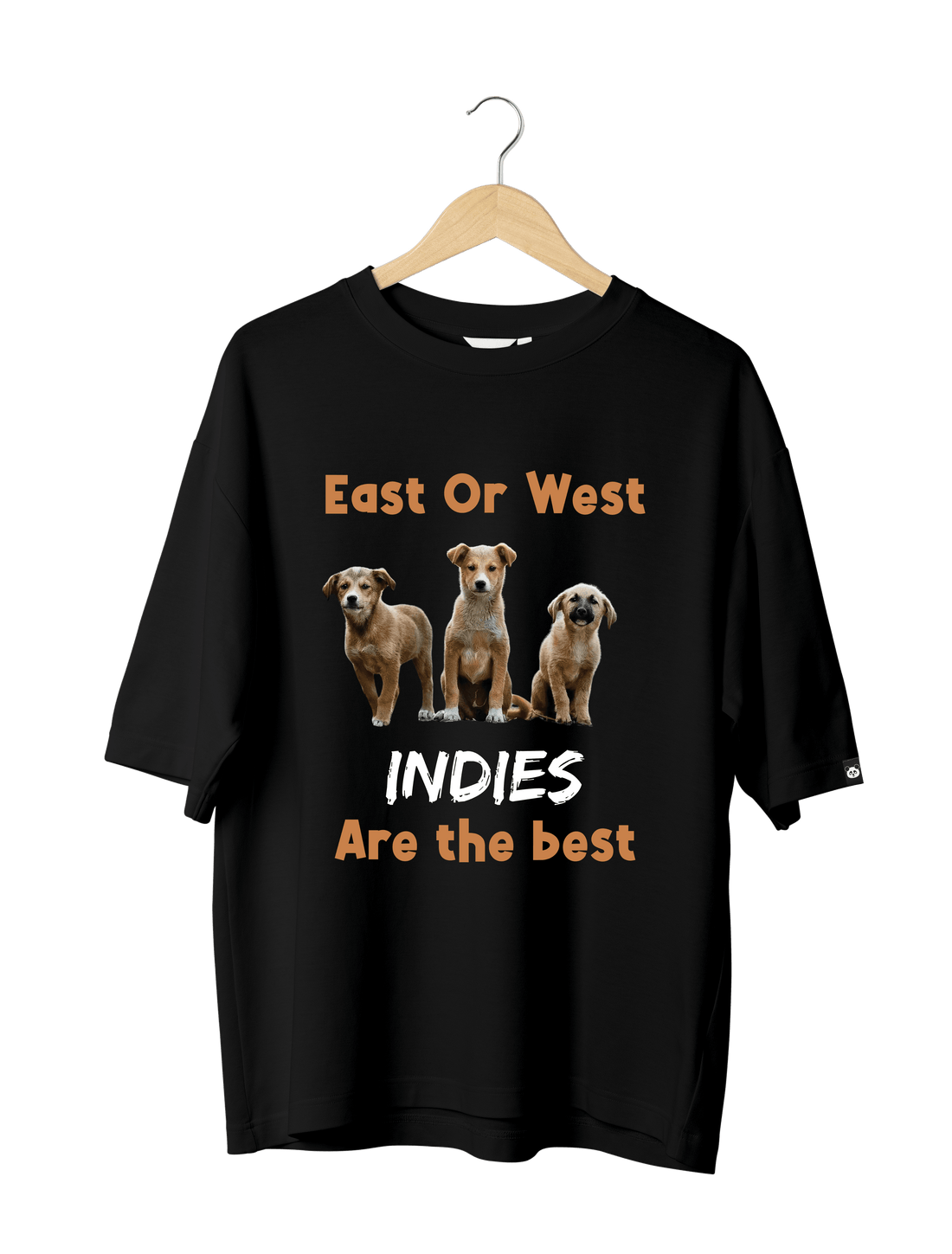 Indie Dog Lovers : Unisex Black Oversized Half Sleeved T-shirt