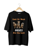 Indie Dog Lovers : Unisex Black Oversized Half Sleeved T-shirt