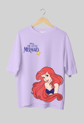 The Little Mermaid : Women Lavender Oversized Half Sleeved T-shirt