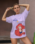 The Little Mermaid : Women Lavender Oversized Half Sleeved T-shirt