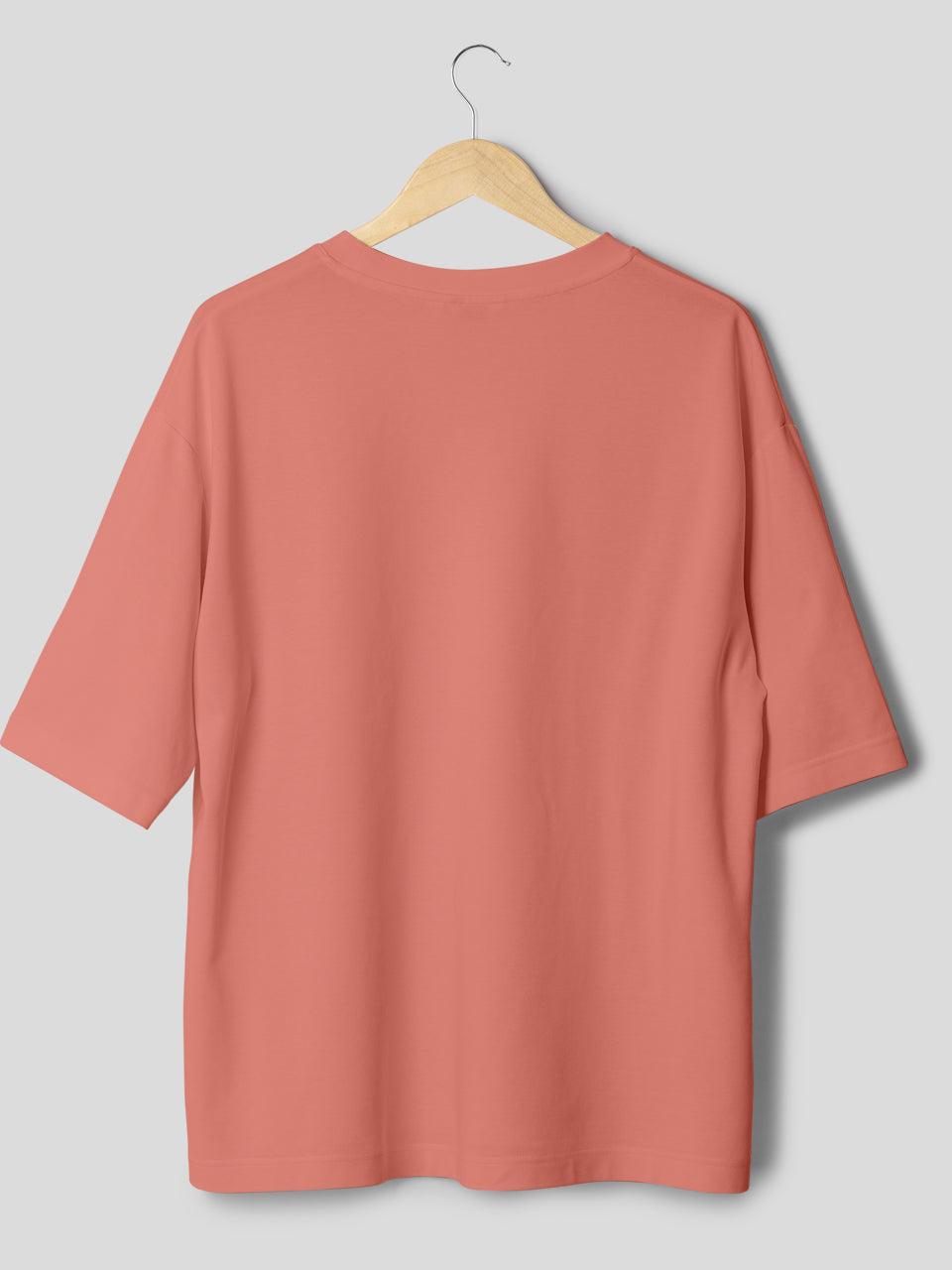 Solids/Plain T-Shirts - Salmon Pink Unisex Oversized - Earthrobe