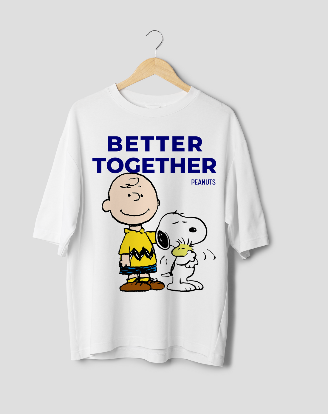 Peanuts: Women White Oversized Half Sleeved T-shirt