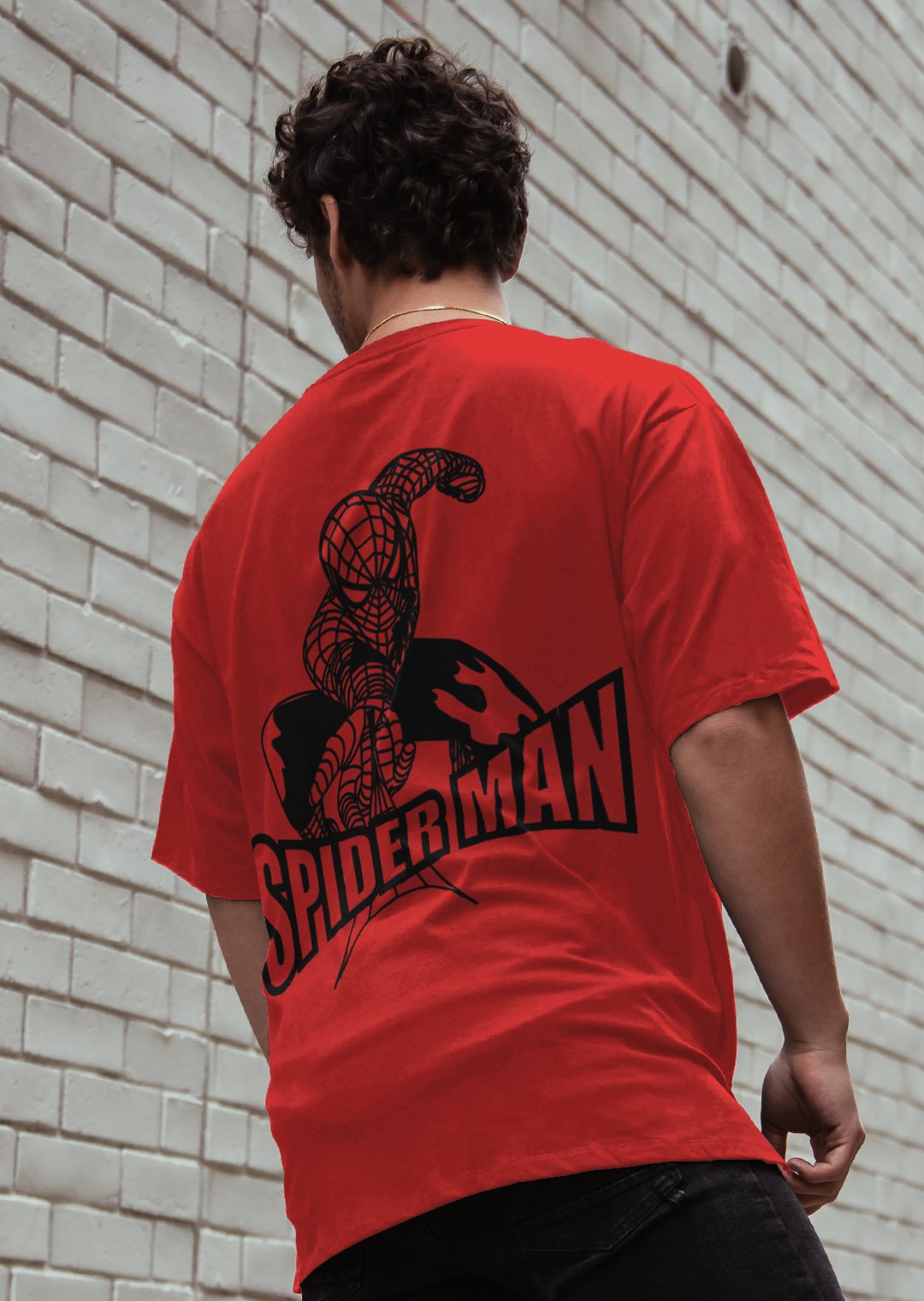 Spiderman: Men Red Regular Fit Half Sleeved T-shirt