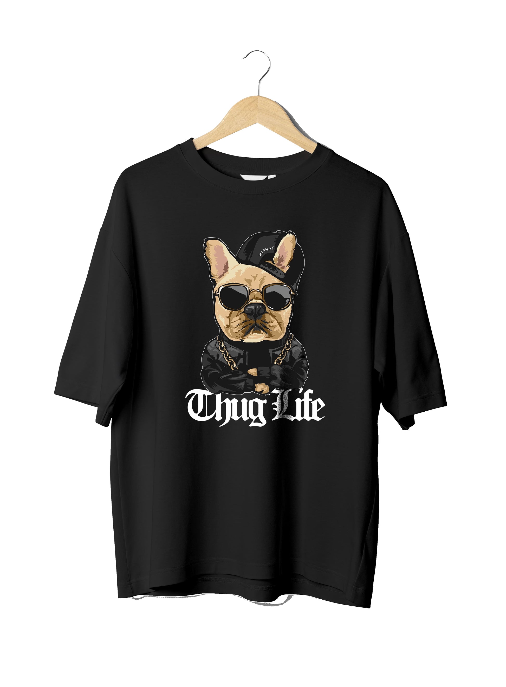 Thug Life : Dog Lovers Unisex Black Oversized Half Sleeved T-shirt