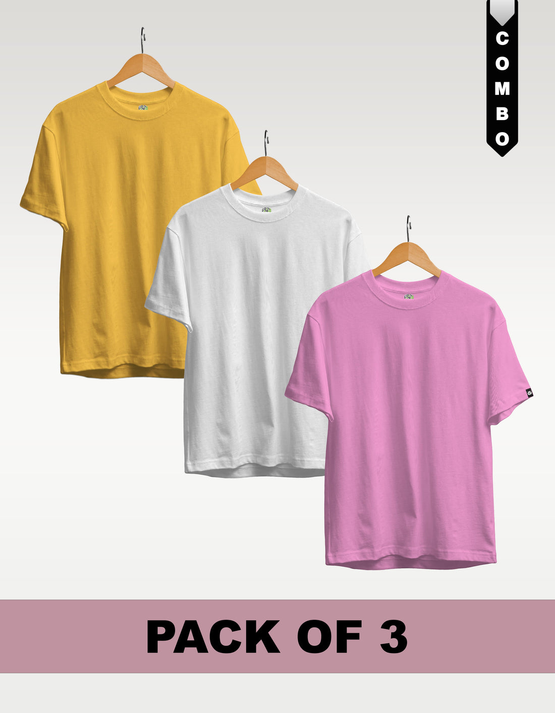 Regular T-Shirt Combo Pack of 3 -Yellow|Fuchsia|Sky Blue