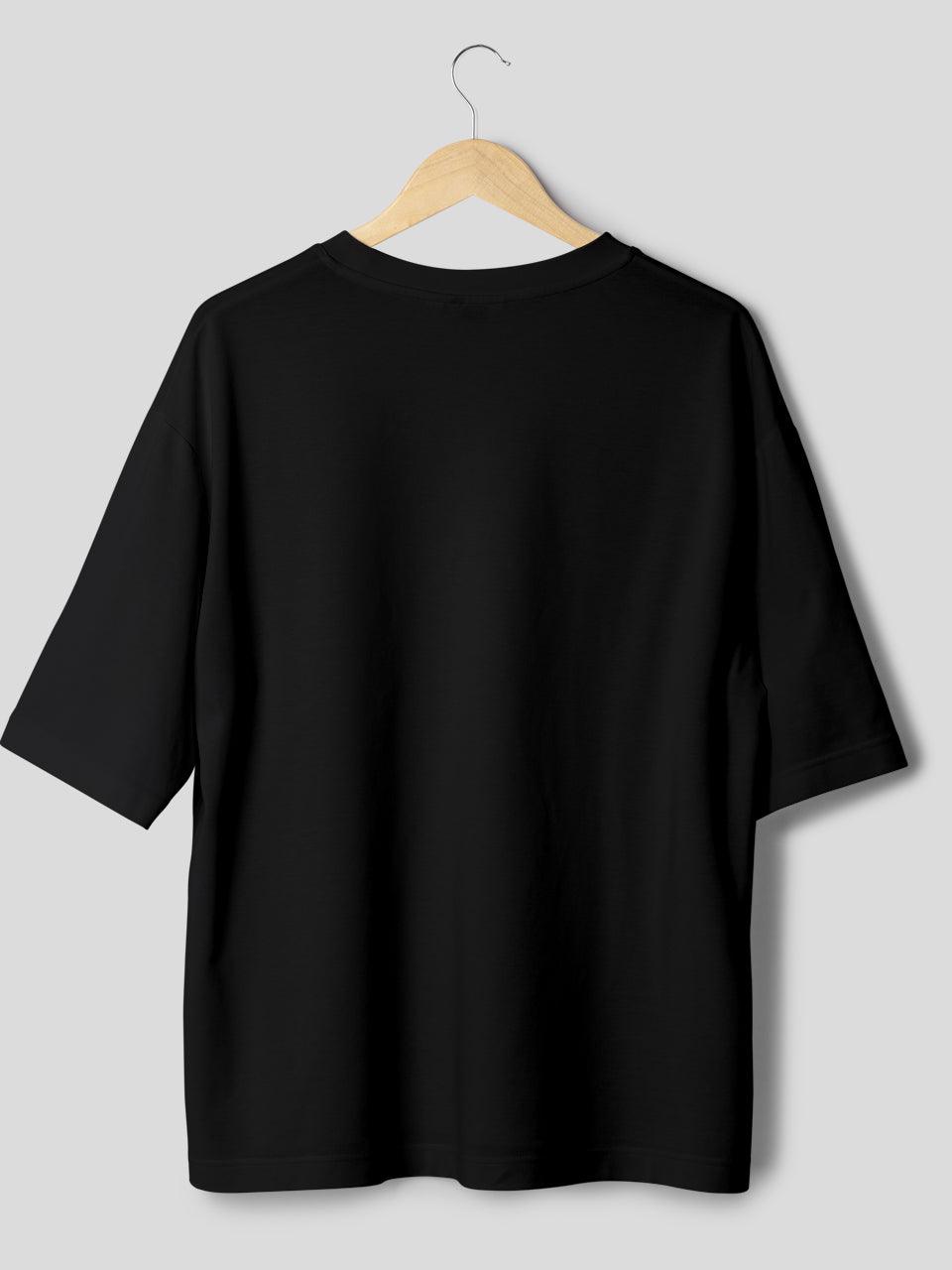 Solids/Plain T-Shirts - Black Unisex Oversized - Earthrobe