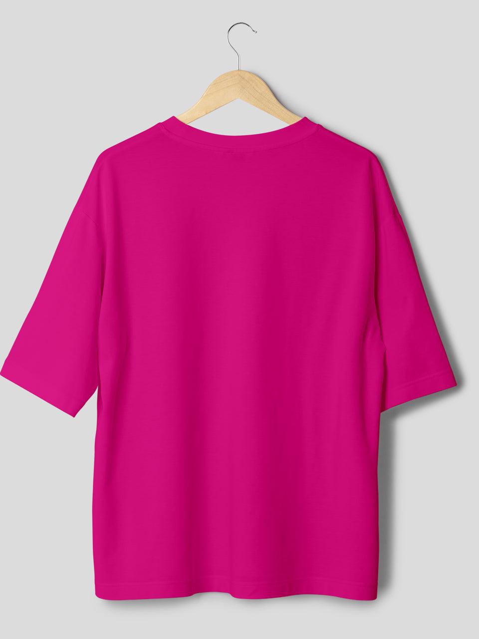 Solids/Plain T-Shirts - Fuchsia Unisex Oversized - Earthrobe