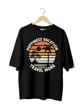 Happiness Vacation : Unisex Oversized 100% cotton Half Sleeved T-shirt