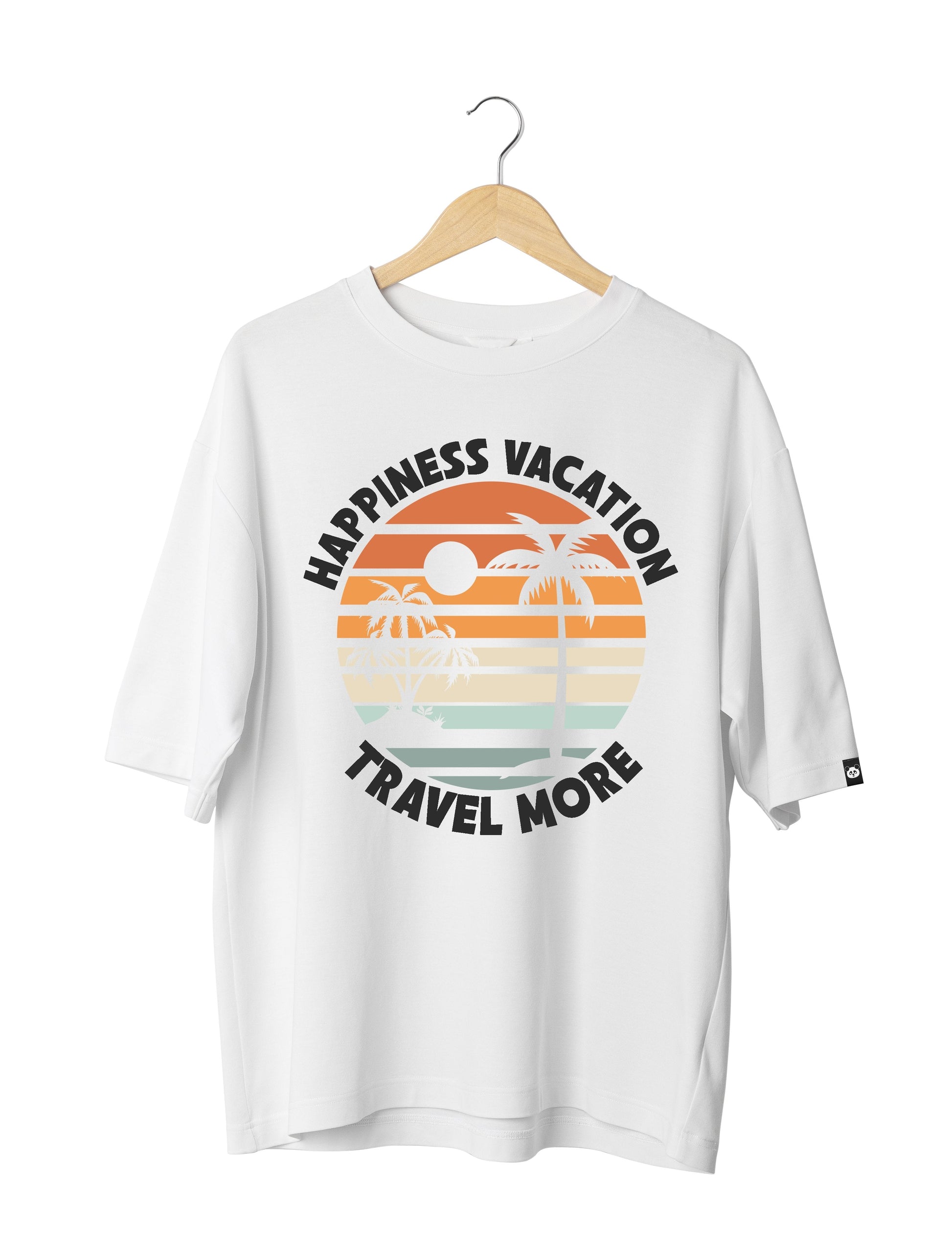 Happiness Vacation : Unisex Oversized 100% cotton Half Sleeved T-shirt