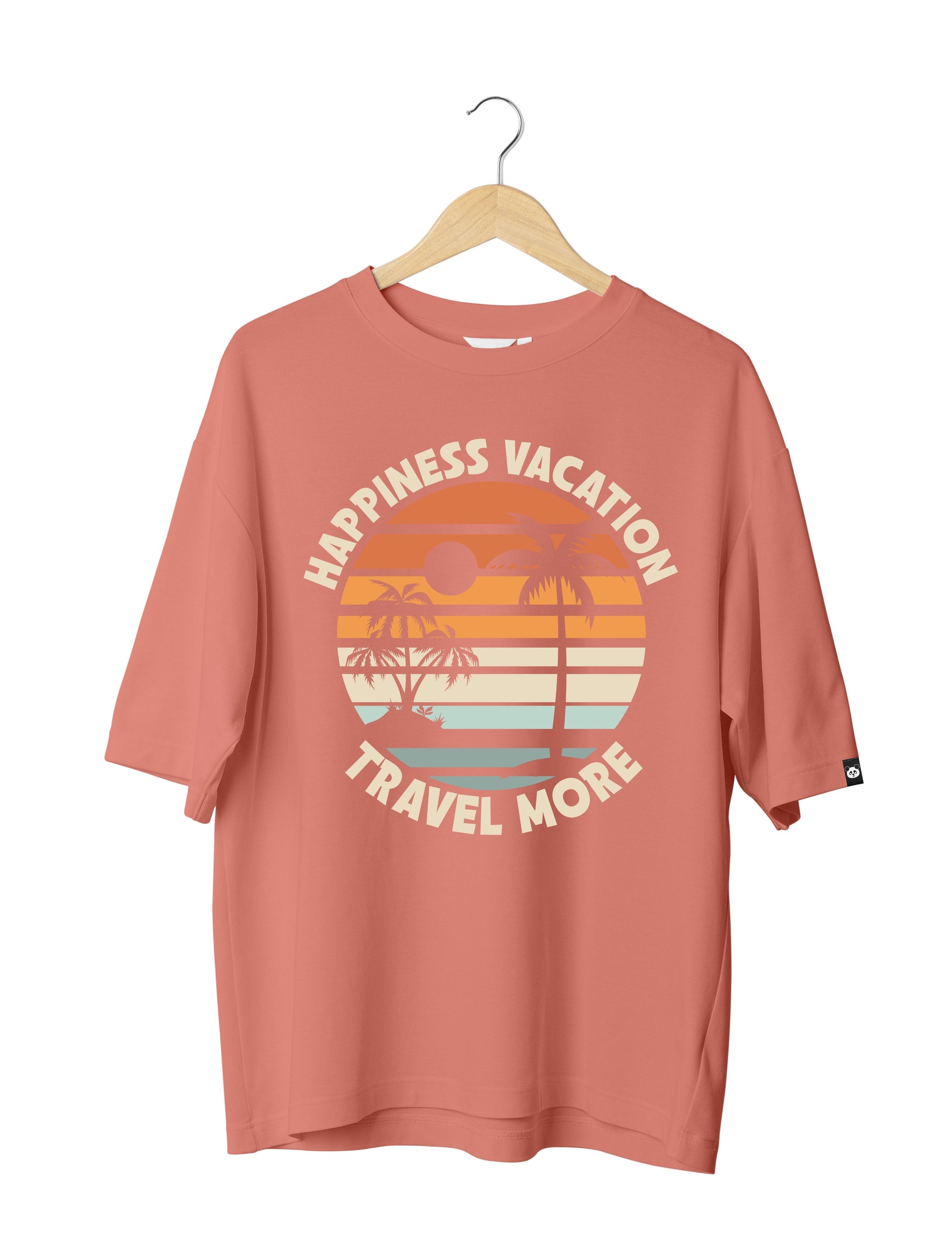 Happiness Vacation : Unisex Oversized 100% cotton Half Sleeved T-shirt