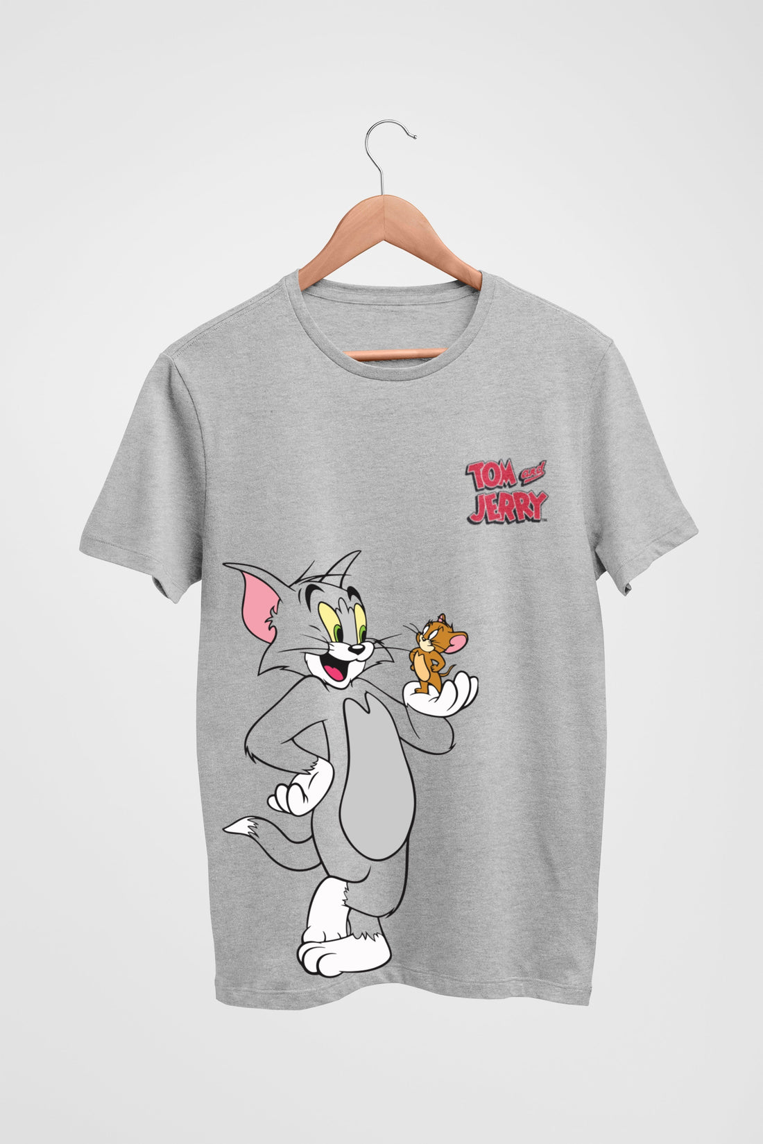 Tom & Jerry: Men Grey Regular Fit Half Sleeved T-shirt