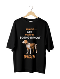 Indie Dog Lovers : Unisex Black Oversized Half Sleeved T-shirt