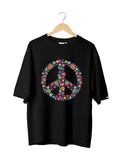 Love & Peace : Unisex 100% Cotton Oversized Half Sleeved T-shirt