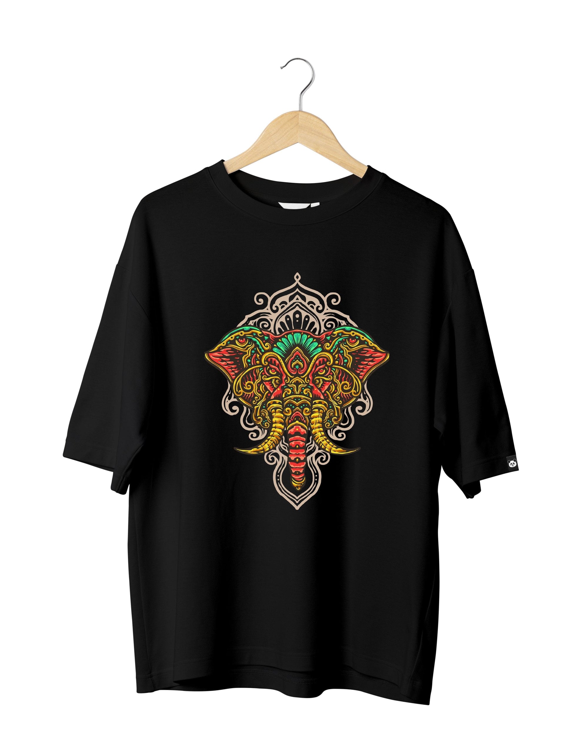 Ganpati Mandala Art : Unisex Oversized Half Sleeved T-shirt