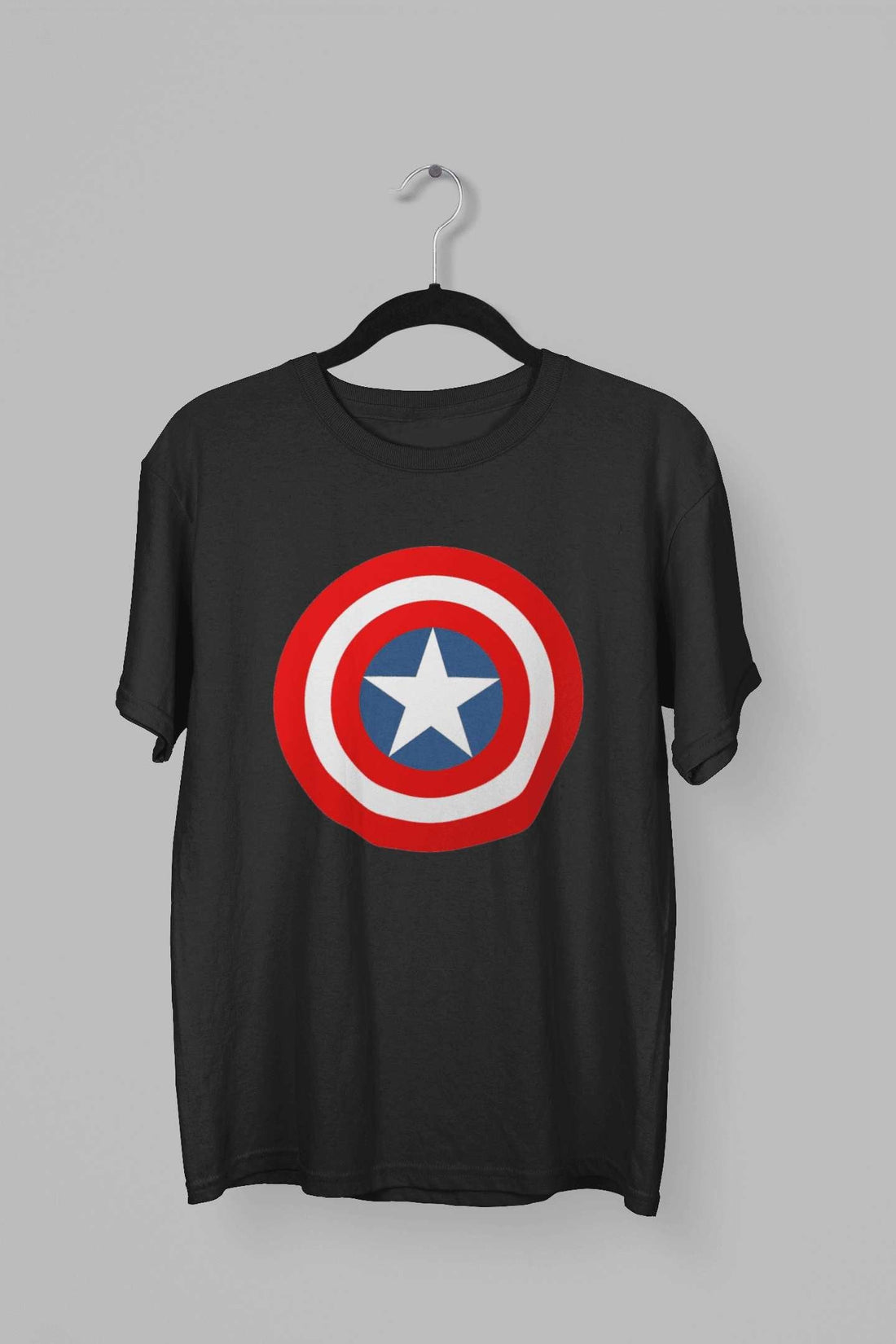 Captain America: Men Black Regular Fit Half Sleeved T-shirt