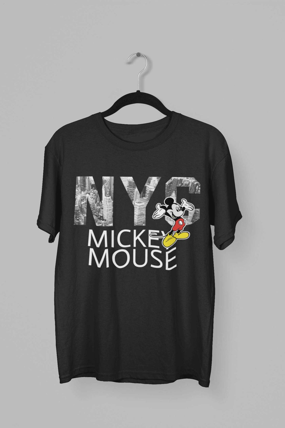 Mickey Mouse: Men Black Slim-Fit Half Sleeved T-shirt - Giant Panda Store