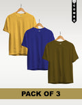 Regular T-Shirt Combo Pack of 3 -Yellow|Royal Blue|Olive Green