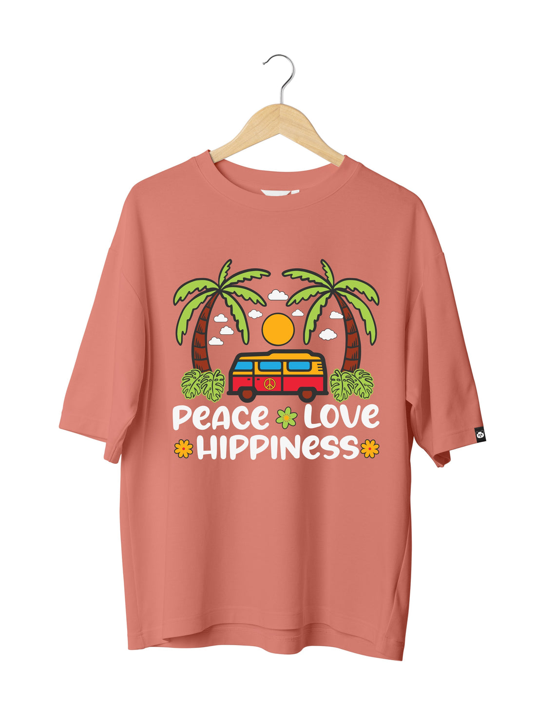 Peace Love & Happiness : Unisex Oversized 100% Cotton Half Sleeved T-shirt