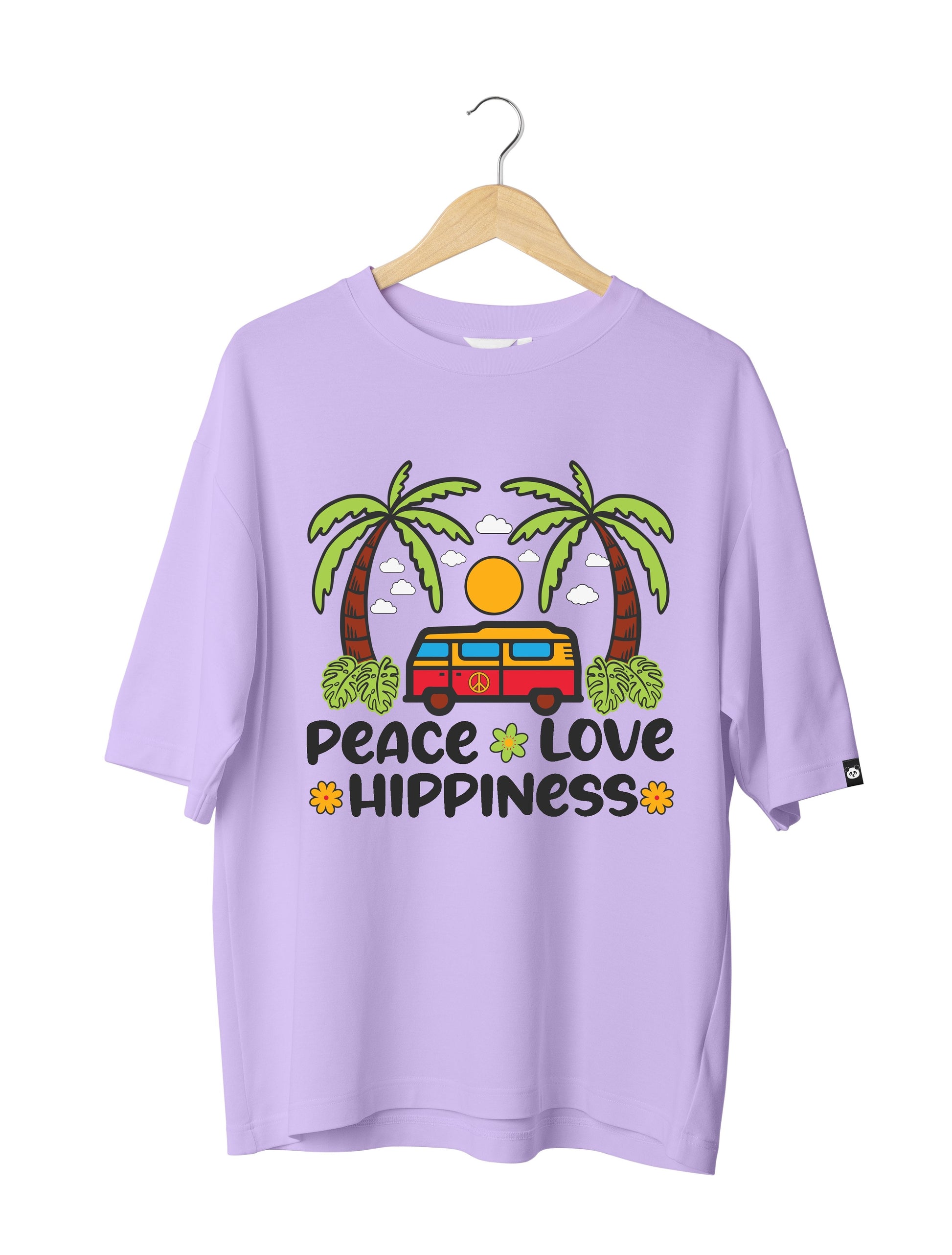 Peace Love & Happiness : Unisex Oversized 100% Cotton Half Sleeved T-shirt