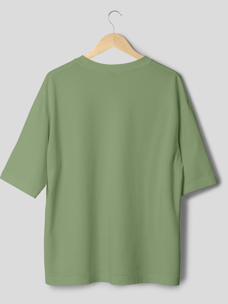 Solids/Plain T-Shirts - Sage Green Unisex Oversized - Earthrobe