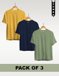 Regular T-Shirt Combo Pack of 3 -Yellow|Navy Blue|Sage Green