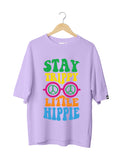 Stay Trippy Live Hippy : Unisex Oversized 100% cotton Half Sleeved T-shirt