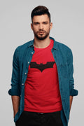 Batman: Men Red Regular Fit Half Sleeved T-shirt