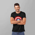 Captain America: Men Black Regular Fit Half Sleeved T-shirt