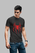 Spiderman: Men Black Regular Fit Half Sleeved T-shirt