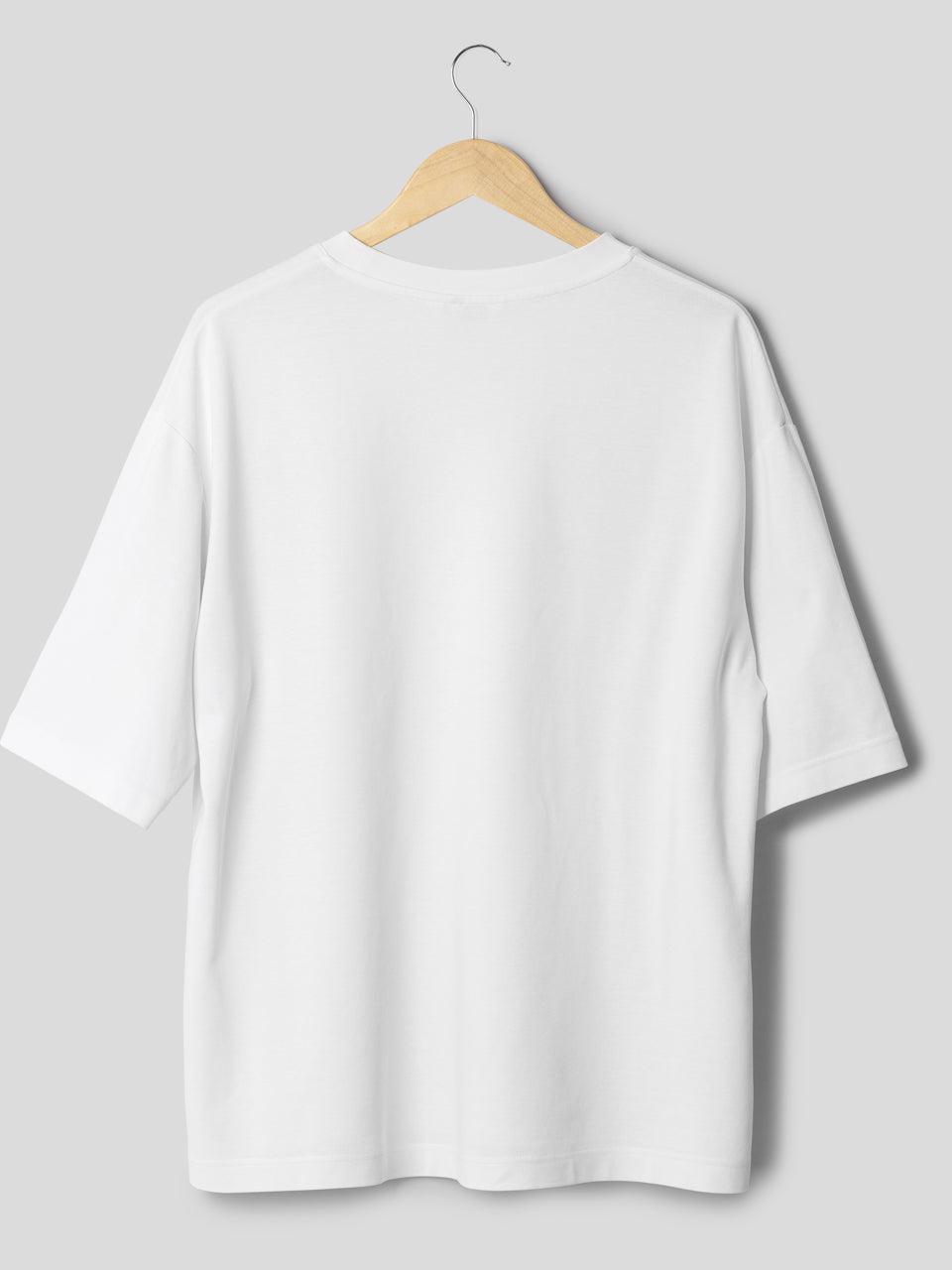 Solids/Plain T-Shirts - White Unisex Oversized - Earthrobe